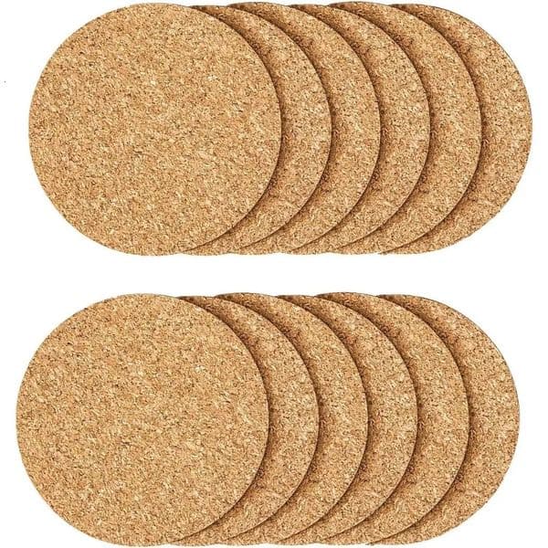 12Pcs 3-5mm Cork Coaster for Drink Non-Slip Cork Coaster Natural Round Wooden Cup Mat Heat Resistant Reusable Tea Coffee Coaster 250709