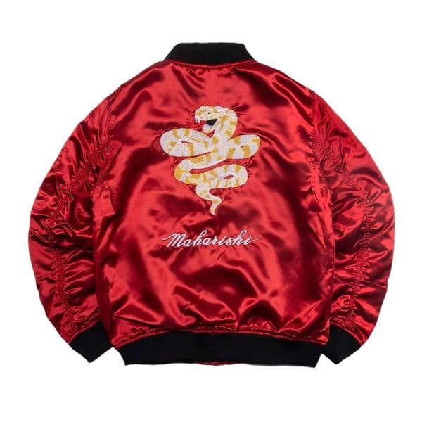 Zip Up Snack Back Embroidered Casual Loose Style Crew Neck Satin Bomber Jacket for Men Women 250708