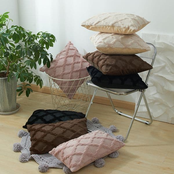 Nordic-style Plush Long Striped Pillowcase, Geometric Winter Cushion Cover, Sofa Backrest Cover