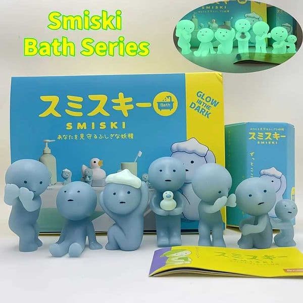 New Hot Smiski Bath Serie Mystery Cute Glow In The Dark Green Doll Action Figures Cartoon Desktop Blind Box Model Gift Doll Toys X250715