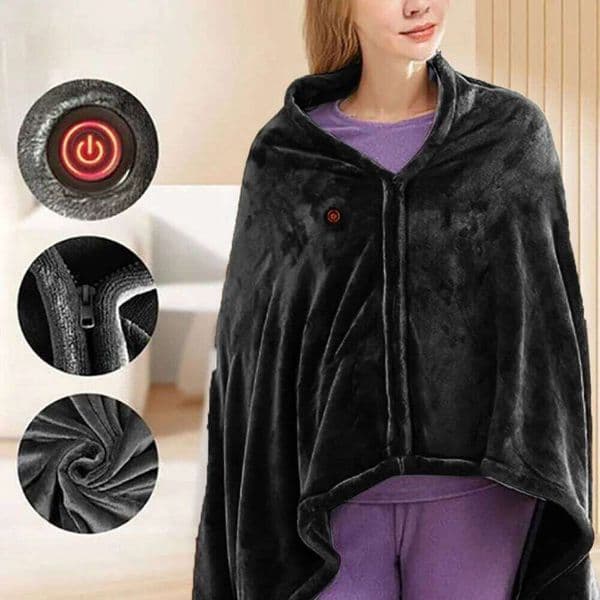 USB Electric Heating Blanket USB Electric Heated Shawl Power Bank Electric Blanket USB Shawl Electric 3 Heating Level Wearable Poncho Heate