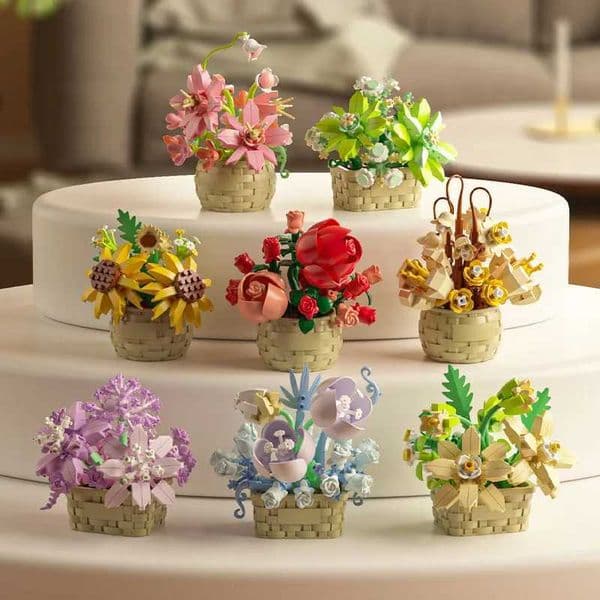 Adults Bouquet Flower Micro Particle Building Blocks Toy for Children Girls 6 to 12 Years Old Birthday Gift Flowers Mini Bricks W250715