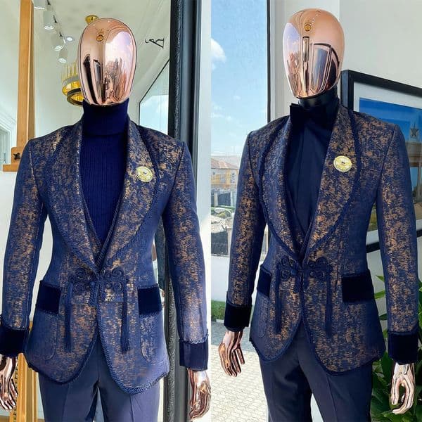 Unique Men Suits Tailor-Made One Piece Shawl Lapel Jacket Jacquard Only Blazer One Button Evening Party Customized Coat Plus Size