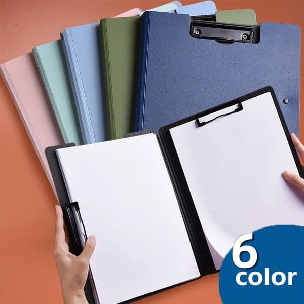 1pcs A4 Profile Clipboard Double Clip Board 100 Sheets Office Documents Organizer Writing Pad Paper Storage A4 File Folders 250715