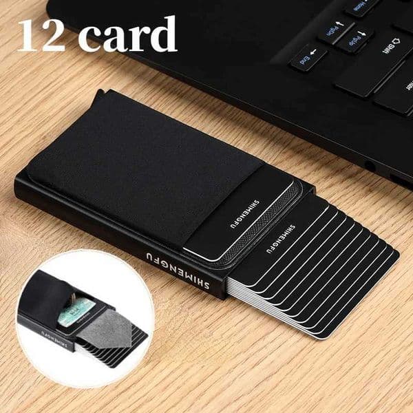 Automatic Flip Side Push Holder Sleeve Large Capacity 12 Slot Metal Cards Box Men Credit Card Anti-theft Wallets S250716