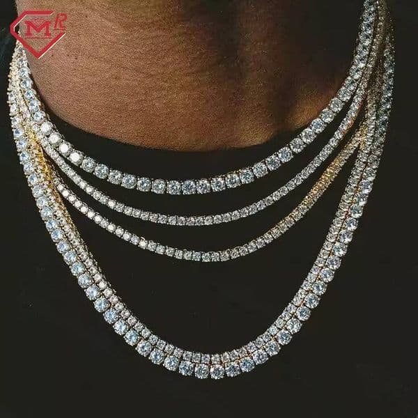 All Size 2/3/4/5/6mm 925 Silver Iced Out Necklace Vvs Hip Hop Moissanite Tennis Chain