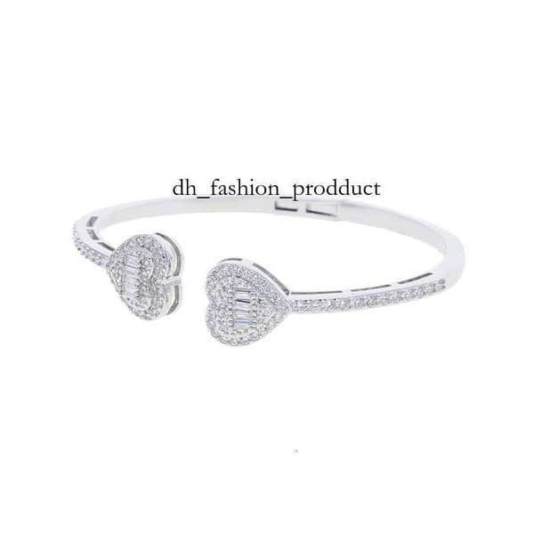 cart Bangle cubic DHCollections Halo Heart Full of Dias CZ Bangles Gold Plated Spring Clasp Iced Out Open C Shaped Bracelet f4a
