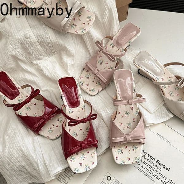 Summer Wedges Heel Women Slippers Fashion Open Toe Butterfly-knot Ladies Dress Slides Lazy Shoes 250712