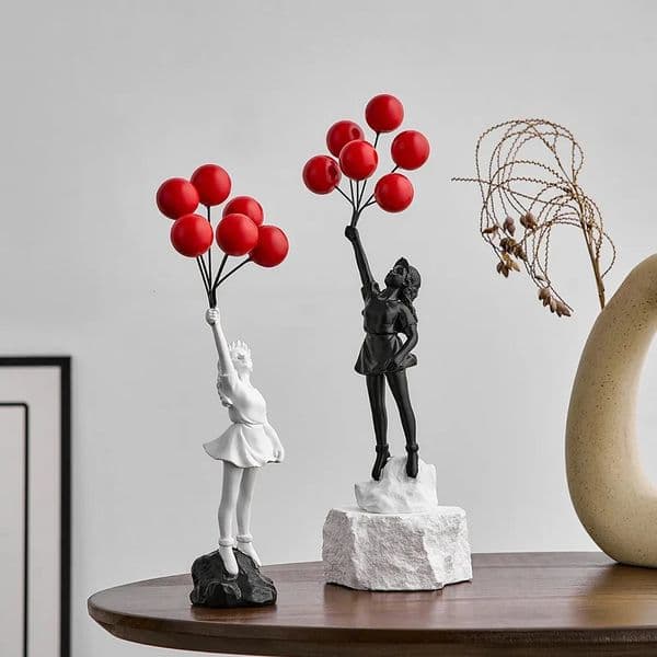Nordic Modern Balloon Girl Resin Statue Home Decor Flying Art Sculpture Figurine Craft Ornaments Living Room Decor 250715