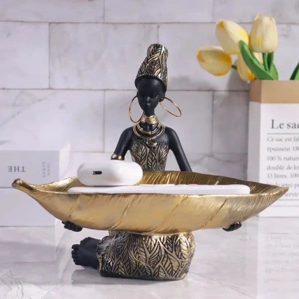 Resin Exotic Black Woman Storage Figurines Africa Figure Home Desktop Decor Key Candy Container Interior Craft Objects Gifts 250715