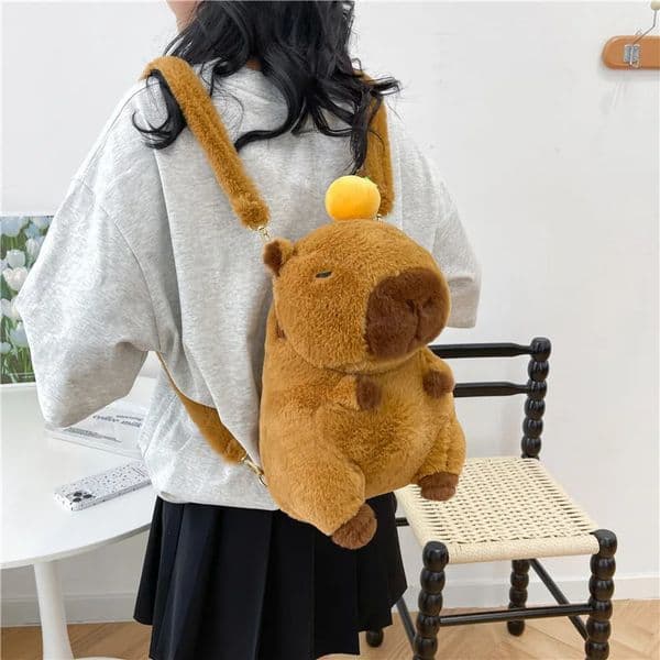Capybara Plush Backpack Kawaii Fashion Plushie Doll Fur Bag Childrens Shoulder Mini Knapsack Bags Gifts for Girlfriend 250716