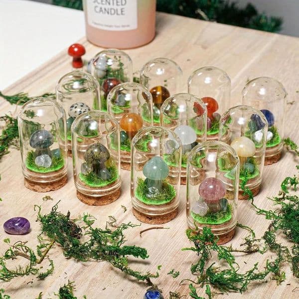 Mini Crystal Mushroom Stone Sculpture Decor Carving Cute For Home Garden Lawn Yard Decoration Creative Special Jewelry Ornament 250711