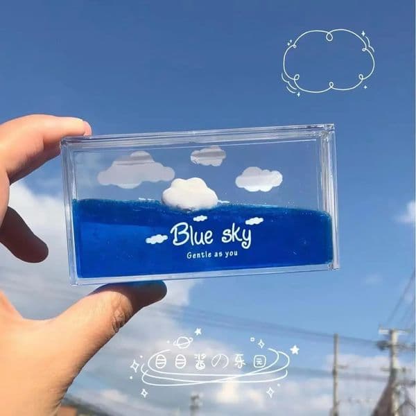 Sky Cloud Fluid Drift Bottle Creative Keychain Liquid Decompression Desktop Decoration Gift desktop decoration fairy decor 250711