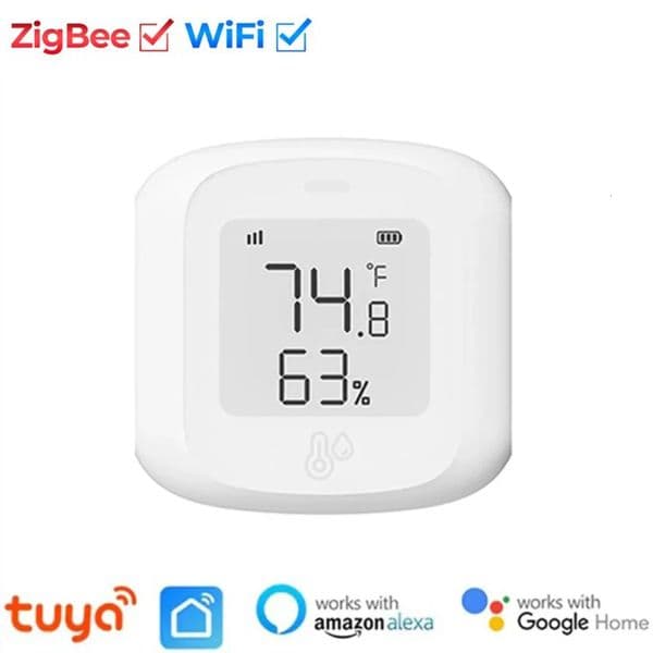 Tuya WiFi for ZigBee Temperature Humidity Sensor Smart Home Automation Indoor Thermometer LCD Display Works with Alexa Google 250709