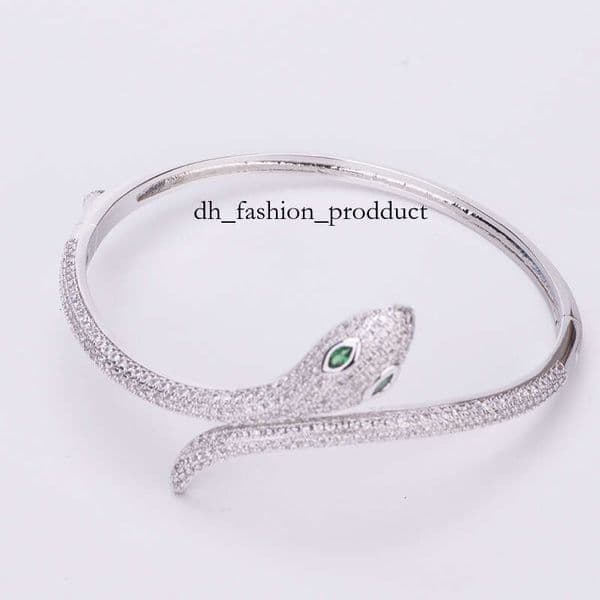 cart cubic Bracelet DHCollections Serpent - Gold/Rose Gold/Silver Plated Snake Jewelry with Stones for Women (17.1cm Inner Circumference) f7b