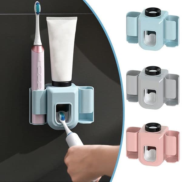 Wall Mounted Automatic Toothpaste Dispenser Toothbrush Holder Bathroom Punch Free MultiFunction Electric Holder 250716BJ