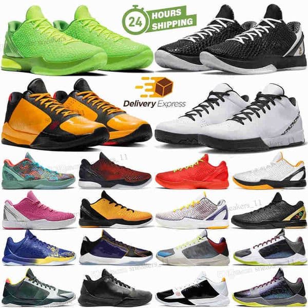 mamba 6 Reverse Grinch Basketball Shoes Men Mambacita Big Stage Chaos 5 Protro Rings Lakers Metallic Gold Mens Trainers Sports Outdoor Sneakers