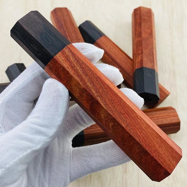 1piece Red Sandalwood Ebony Octagonal Knife Handle for DIY Semi-finished Damascus Knife Handle Material Kitchen Knife Handle 250715BJ
