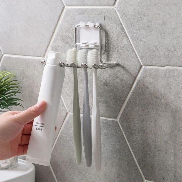 Wall Mounted Stainless Steel Toothbrush Holder Bathroom Tooth Brush Toothpaste Razor Organizers Stand Accessories 250716BJ