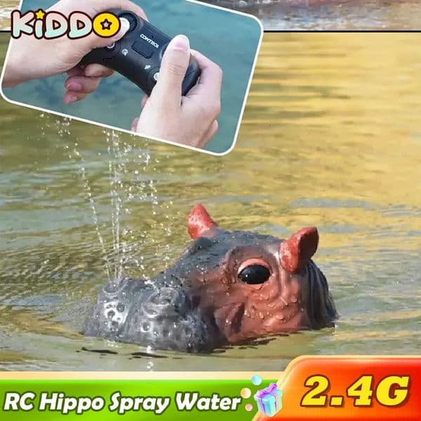 RC Hippopotamus 2.4Ghz Remote Control Boat Spray Water Waterproof Toys Double-Propeller Swimming Pool Toys for Kids Gifts 250717