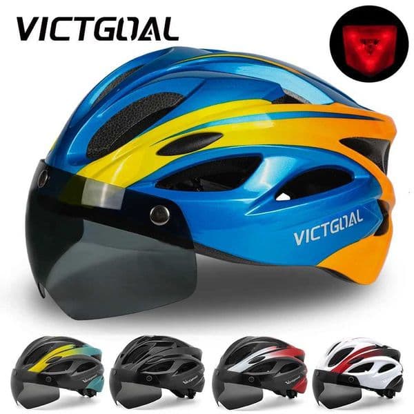 VICTGOAL BicycLE Helmet For Men Taillight GoggLEs UV400 LEns Sun Visor Cycling Helmets MTB ELEctric Scooter Bike Safety Z250717