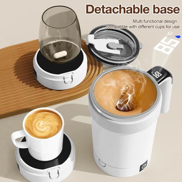 380ML Automatic Magnetic Stirring Mug with Straw Lid Stainless Steel Waterproof USB Electric Mixing Coffee Mug 2025 250715BJ