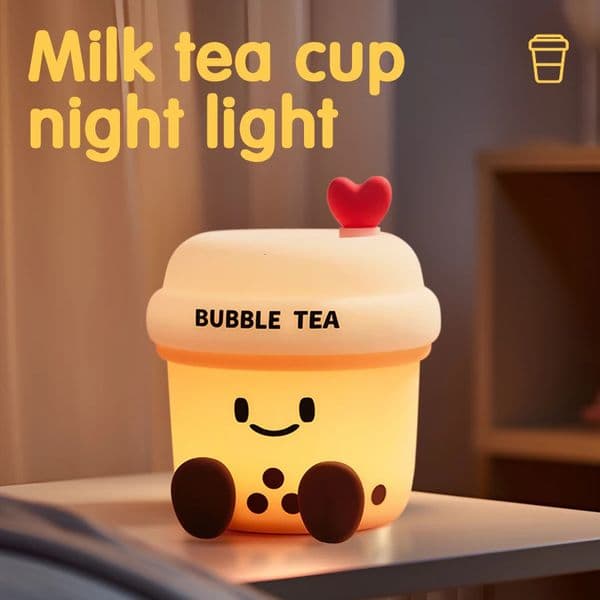 Milk Tea Cup Led Night Light Bubble Tea Cartoon Rechargeable Table Lamp Dimmable Kid Girlfriend Gift Desk Bedroom Decor 250715