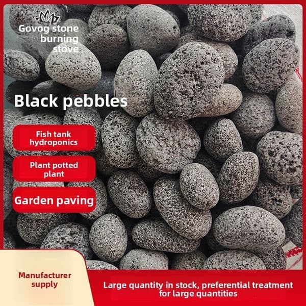 Black Pebbles High Temperature Resistant Volcanic Cooking 2-4cm Fire Pit BBQ Stone