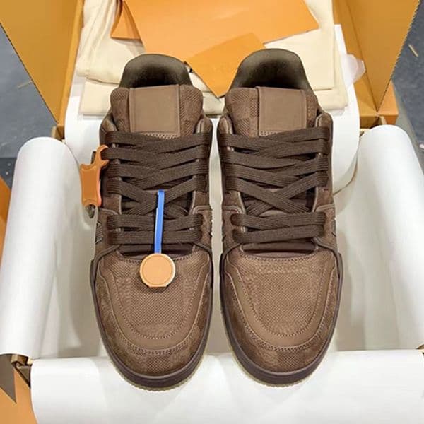 Shoes Taupees Brown Damieres Emedes Cowhide Leather Flat Men Sports Rubber Bottom Lady Q260328