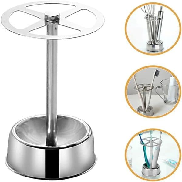 Toothbrush Holder Stainless Steel Toothpaste Stand Shelves Bathroom Organizer Freestanding Stationery Makeup Brush Storage 250716