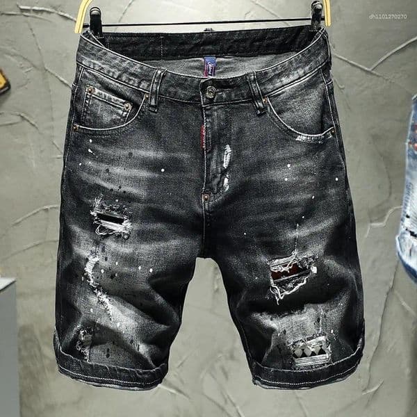 Men's Jeans 100 Chareiharper Luxury Brand Blue High Quality Street Fit Shorts Stretch Skinny