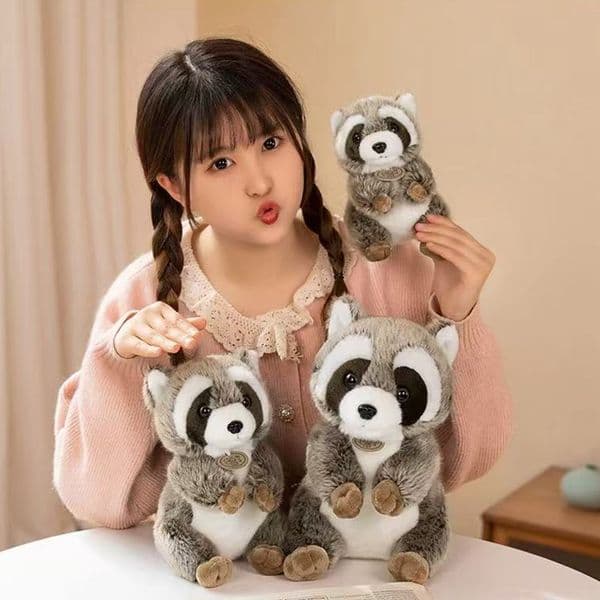 Cute and adorable simulation raccoon plush toy with plush fabric childrens sleeping comfort pillow dollW260209