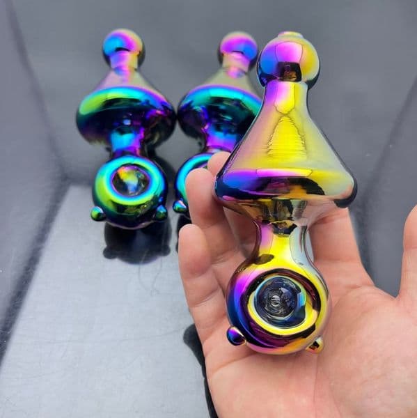 Glass Pipes Smoking Manufacture bongs blown hookah Popular Electroplated Color Flywheel Glass Cigarette