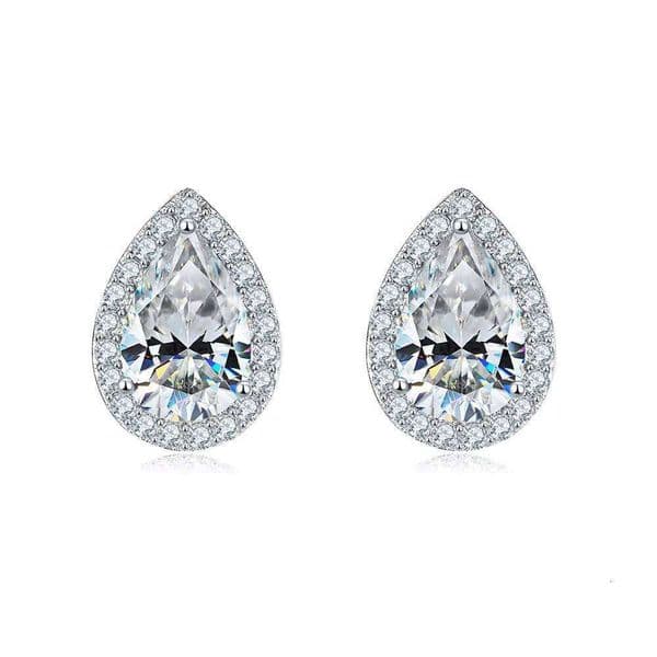 1.8ct Droplet Shaped Mozambique for Women Pure Sier Simulated Dia Earrings Simple and Classic