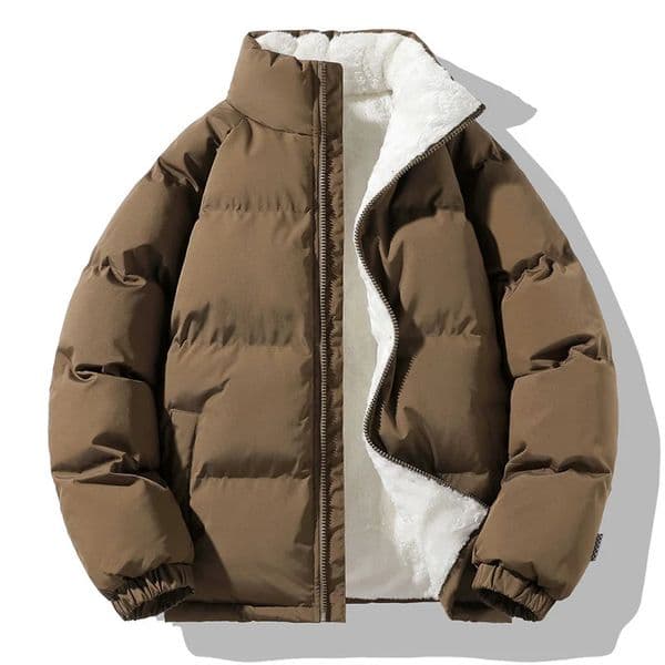 Men Winter Thick Warm Parka Coat Fleece Inside Male Solid Color Stand Collar Cotton Jacket Mens Cotton Coat Size 250716