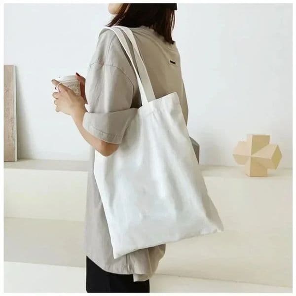 Large Capacity Black White Canvas Shoulder Tote Bag Folding Eco Cotton Handbag Reusable DIY Shoulder Bag Shopping Bag 250714BJ