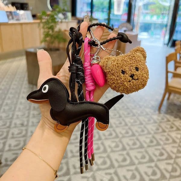 Original Bag Accessories Popcorn Rope Pendant DIY Personality Keychain Dachshund Sand Retro 250717