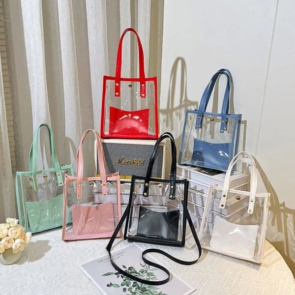 PVC Jelly Handbag Waterproof Lightweight Transparent Jelly Bag with Small Bags Shoulder Bag Casual Women Crossbody Bags 250714