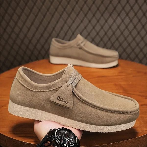 Fashion Khaki Casual Shoes For Men Suede Leather Loafers Men Platform Slip-on Mens Driving Shoes Lightweight Leisure Men Shoes 250717BJ