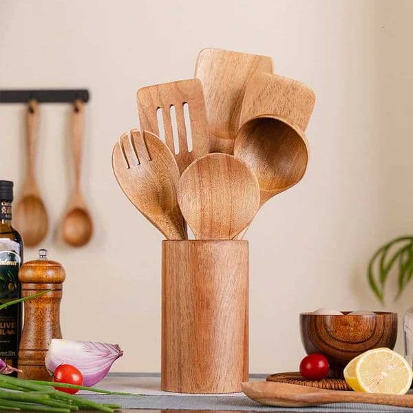 Wooden Long-handled Soup Spoon Colander Non-stick Pot Spatula Kitchen Utensils Wooden Spatula Small Rice Spoon Noodle SpoonXJ250718