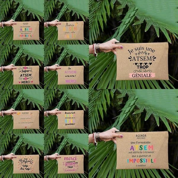Merci Atsem Printed Large Linen cosmetic Travel Wash Pouch Pencil Case School Stationery Supplies Storage Bags Gifts for Atsem 250714BJ