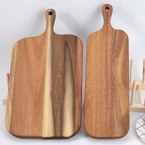 Double-sided usable wooden chopping board with handle end cutting board steak plate circular plate cheese bread tray pizza board M250718