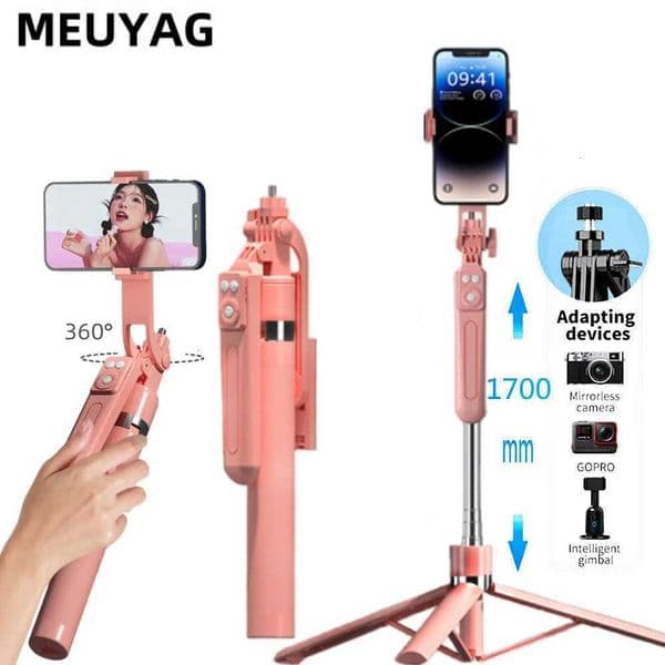 MEUYAG Selfie Stick 360 rotation 170cm with Wireless Bluetooth Extended Tripod with Remote Shutter for Android ios smartphone X250719
