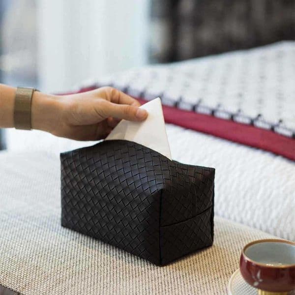 2026 Woven Faux Leather Tissue Box Cover Decorative Napkin Holder For Living Room Coffee Table Storage Free Shipping