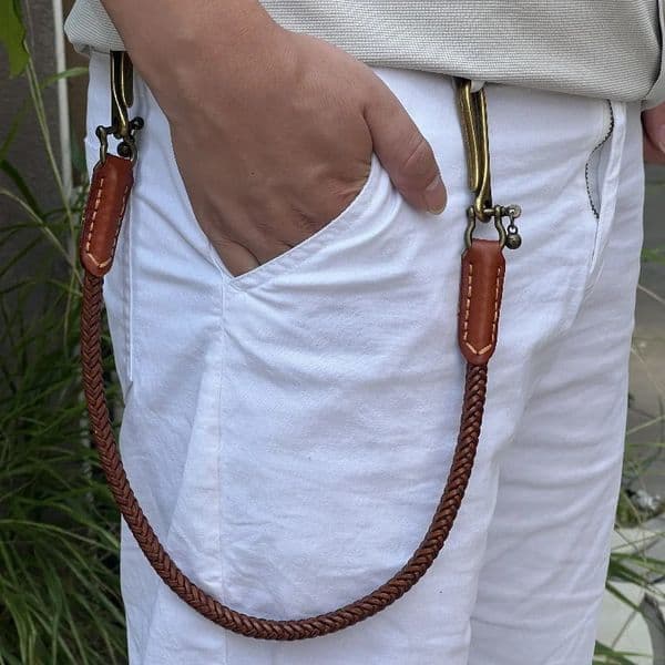 Classic Punk Style Genuine Leather Biker Keychain Jeans Chain Handmade Wallet Chain Waist Chain Mens Rock Clothing Accessories 250717BJ
