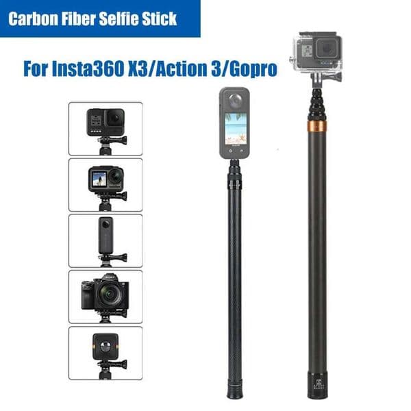 290cm 3m Carbon Fiber Invisible Extended Edition Selfie Stick For Insta360 X3 / ONE X2 / ONE RS Accessories For Insta 360 X250719