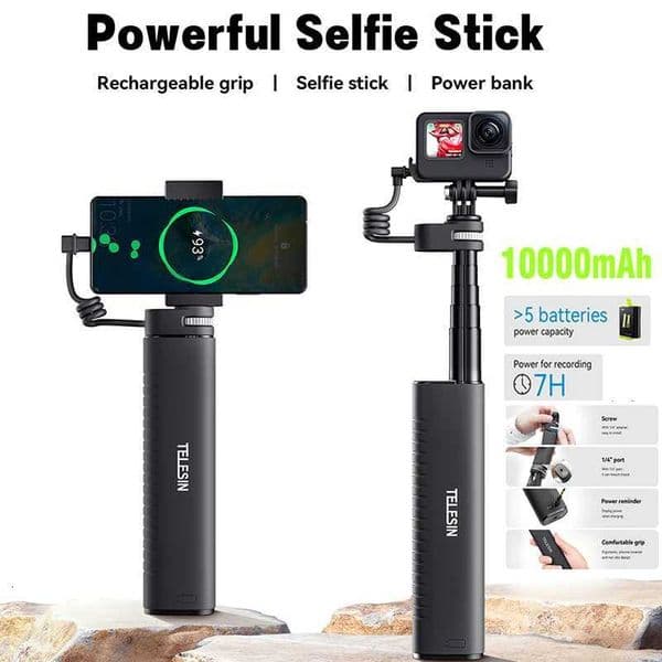 Telesin Bluetooth Wireless Selfie Stick Fast Charging Power Professional Selfie Stick 90CM Telescoping Selfie Pole X250719