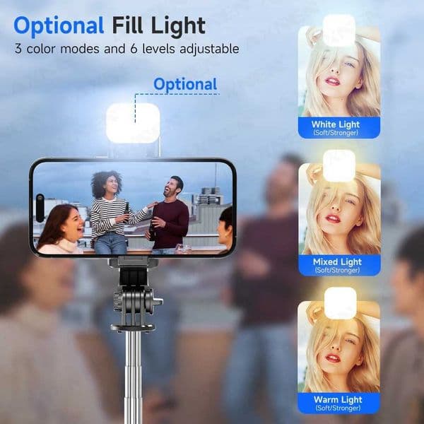 Bluetooth Selfie Stick Tripod Desktop Stand Phone Holder Wireless Remote Shutter for iPhone Android Option with Fill Light X2507191