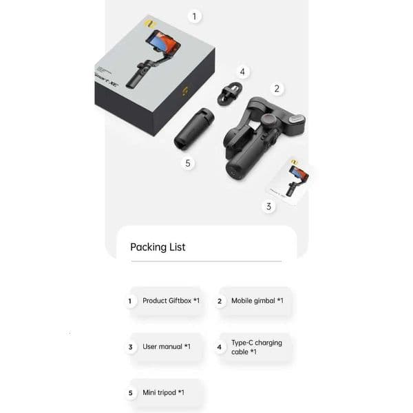 2025 Foldable Gimbal Stabilizer Anti-shake Portable 3-axis Handheld Multifunctional Face Tracking Selfie Stick X250719