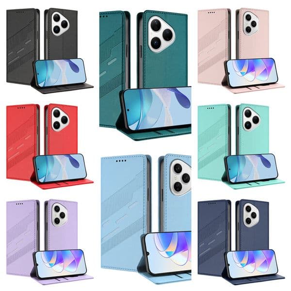 Suck Leather Wallet Cases For Huawei P80 Pro Nova 14 Ultra Honor 400 Lite GT X60 Moto 5G Edge 60 G56 G86 Magnet Closure Vertical Line Card Slot Holder Flip